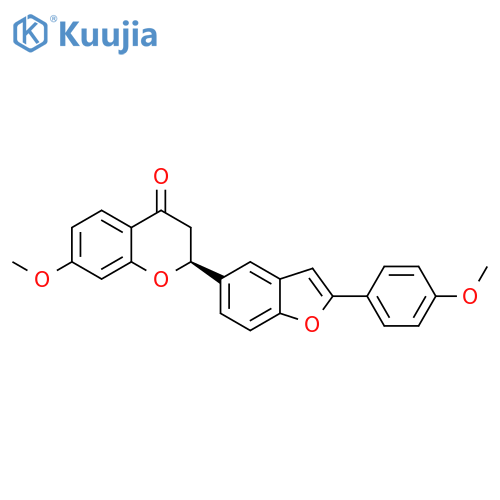 4H-1-Benzopyran-4-one,2,3-dihydro-7-methoxy-2-[2-(4-methoxyphenyl)-5-benzofuranyl]-, (2S)- structure
