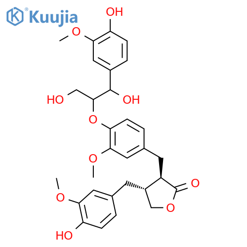 2(3H)-Furanone,dihydro-3-[[4-[2-hydroxy-2-(4-hydroxy-3-methoxyphenyl)-1-(hydroxymethyl)ethoxy]-3-methoxyphenyl]methyl]-4-[(4-hydroxy-3-methoxyphenyl)methyl]-,(3R,4R)- structure