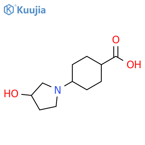 4-(3-hydroxypyrrolidin-1-yl)cyclohexane-1-carboxylic acid structure