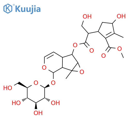 2-Cyclopentene-1-acetic acid, 4-hydroxy-α-(hydroxymethyl)-2-(methoxycarbonyl)-3-methyl-, 2-(β-D-glucopyranosyloxy)-1a,1b,2,5a,6,6a-hexahydro-1a-methyloxireno[4,5]cyclopenta[1,2-c]pyran-6-yl ester (9CI) structure