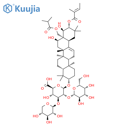 β-D-Glucopyranosiduronic acid, (3β,16α,21β,22α)-16,22-dihydroxy-21-[[(2E)-2-methyl-1-oxo-2-butenyl)oxy]-28-(2-methyl-1-oxopropoxy]olean-12-en-3-yl O-β-D-galactopyranosyl-(1→2)-O-[β-D-xylopyranosyl-(1→3)]- (9CI) structure