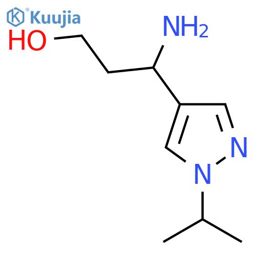 3-amino-3-1-(propan-2-yl)-1H-pyrazol-4-ylpropan-1-ol structure