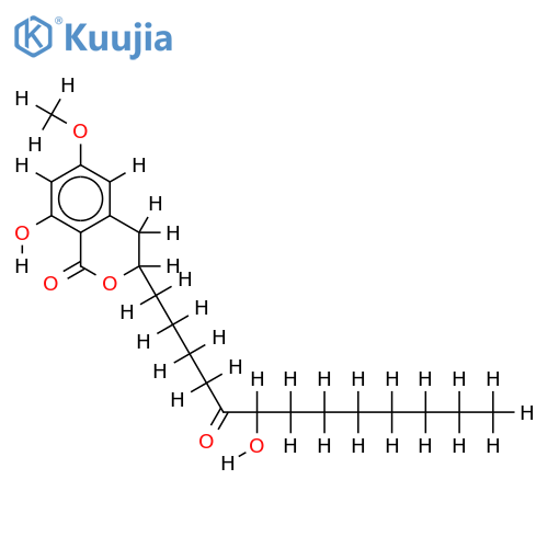 5'-Oxo,6'-hydroxy,6-Me ether-(R)-3,4-Dihydro-6,8-dihydroxy-3-tridecyl-1H-2-benzopyran-1-one structure