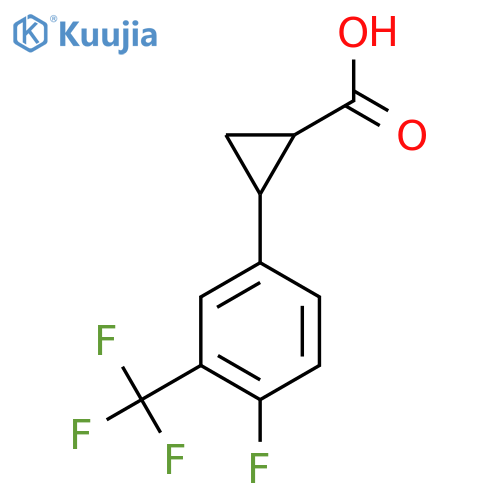 2-4-fluoro-3-(trifluoromethyl)phenylcyclopropane-1-carboxylic acid structure