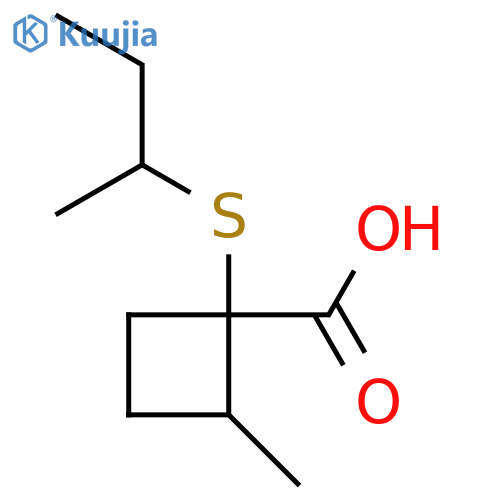 1-(butan-2-ylsulfanyl)-2-methylcyclobutane-1-carboxylic acid structure