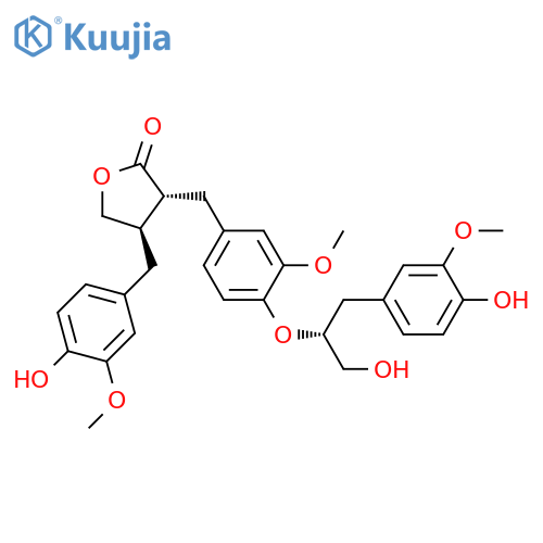 2(3H)-Furanone,dihydro-3-[[4-[(1R)-2-hydroxy-1-[(4-hydroxy-3-methoxyphenyl)methyl]ethoxy]-3-methoxyphenyl]methyl]-4-[(4-hydroxy-3-methoxyphenyl)methyl]-,(3R,4R)- structure