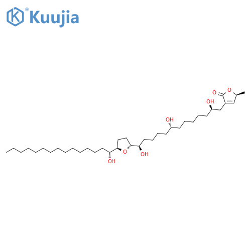 2(5H)-Furanone,5-methyl-3-[(2R,8R,13R)-2,8,13-trihydroxy-13-[(2R,5R)-tetrahydro-5-[(1R)-1-hydroxypentadecyl]-2-furanyl]tridecyl]-,(5S)- structure