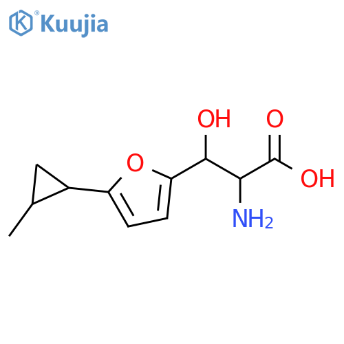 2-amino-3-hydroxy-3-5-(2-methylcyclopropyl)furan-2-ylpropanoic acid structure