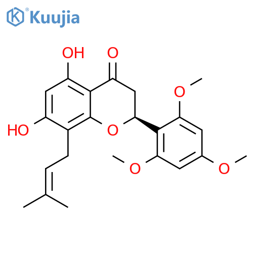 4H-1-Benzopyran-4-one, 2,3-dihydro-5,7-dihydroxy-8-(3-methyl-2-buten-1-yl)-2-(2,4,6-trimethoxyphenyl)-, (2S)- structure