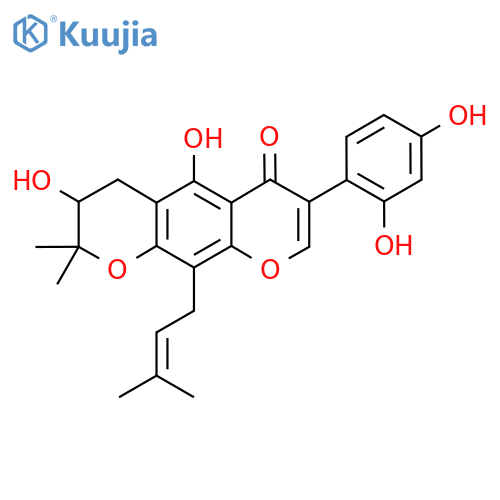 2H,6H-Benzo[1,2-b:5,4-b']dipyran-6-one, 7-(2,4-dihydroxyphenyl)-3,4-dihydro-3,5-dihydroxy-2,2-dimethyl-10-(3-methyl-2-butenyl)- (9CI) structure