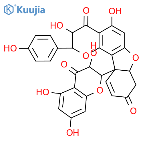 2H-Benzofuro[2,3-h]-1-benzopyran-4,9(3H,8H)-dione, 11a-(3,4-dihydro-3,5,7-trihydroxy-4-oxo-2H-1-benzopyran-2-yl)-7a,11a-dihydro-3,5-dihydroxy-2-(4-hydroxyphenyl)- (9CI) structure