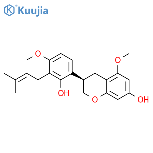 2H-1-Benzopyran-7-ol,3,4-dihydro-3-[2-hydroxy-4-methoxy-3-(3-methyl-2-buten-1-yl)phenyl]-5-methoxy-,(3R)- structure
