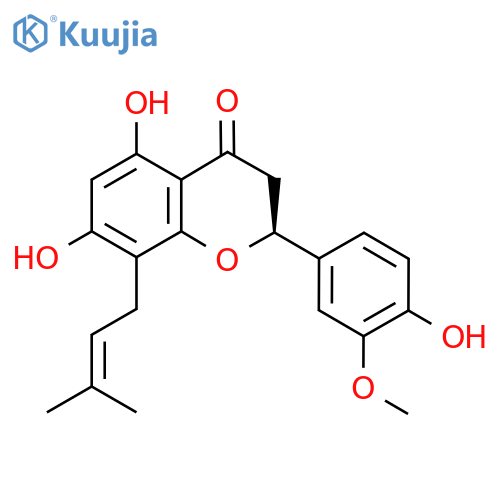 (2S)-5,7-Dihydroxy-2-(4-hydroxy-3-methoxyphenyl)-8-(3-methylbut-2-enyl)-2,3-dihydrochromen-4-one structure