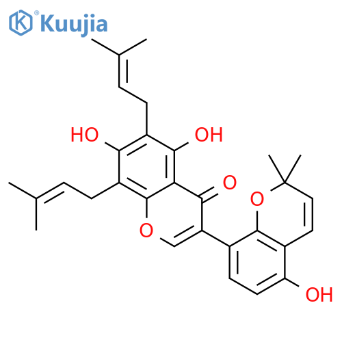 4H-1-Benzopyran-4-one,5,7-dihydroxy-3-(5-hydroxy-2,2-dimethyl-2H-1-benzopyran-8-yl)-6,8-bis(3-methyl-2-buten-1-yl)- structure
