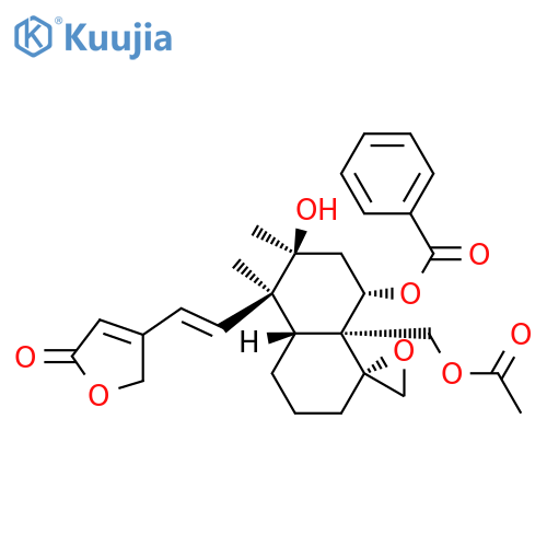 2(5H)-Furanone,4-[(1E)-2-[(1R,4aR,5R,6S,8S,8aR)-8a-[(acetyloxy)methyl]-8-(benzoyloxy)octahydro-6-hydroxy-5,6-dimethylspiro[naphthalene-1(2H),2'-oxiran]-5-yl]ethenyl]- structure