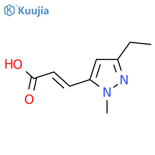 (2E)-3-(3-ethyl-1-methyl-1H-pyrazol-5-yl)prop-2-enoic acid structure