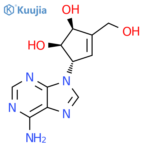 3-Cyclopentene-1,2-diol, 5-(6-amino-9H-purin-9-yl)-3-(hydroxymethyl)-, (1R,2S,5S)- structure