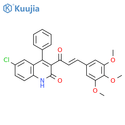 (2E)-1-(6-chloro-2-hydroxy-4-phenylquinolin-3-yl)-3-(3,4,5-trimethoxyphenyl)prop-2-en-1-one structure