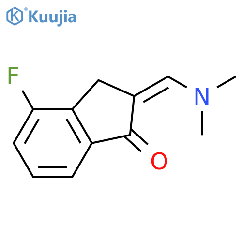 2-(dimethylamino)methylidene-4-fluoro-2,3-dihydro-1H-inden-1-one structure