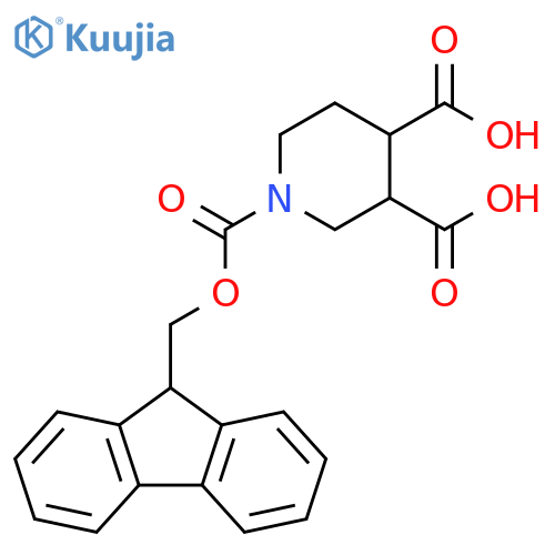 1-{(9H-fluoren-9-yl)methoxycarbonyl}piperidine-3,4-dicarboxylic acid structure