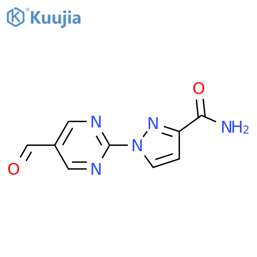 1-(5-formylpyrimidin-2-yl)-1H-pyrazole-3-carboxamide structure