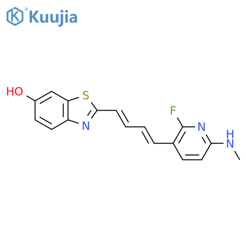 2-((1E,3E)-4-(2-Fluoro-6-(methylamino)pyridin-3-yl)buta-1,3-dienyl)benzo[d]thiazol-6-ol structure