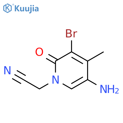 2-(5-amino-3-bromo-4-methyl-2-oxo-1,2-dihydropyridin-1-yl)acetonitrile structure