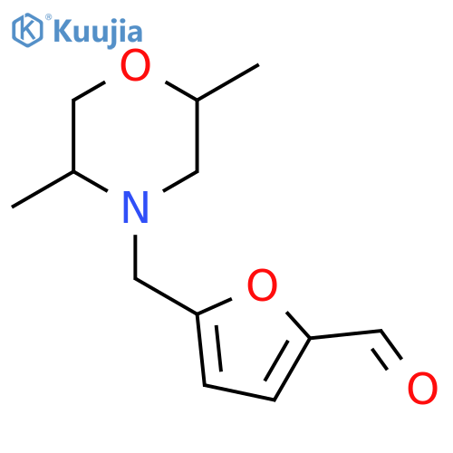5-(2,5-dimethylmorpholin-4-yl)methylfuran-2-carbaldehyde structure