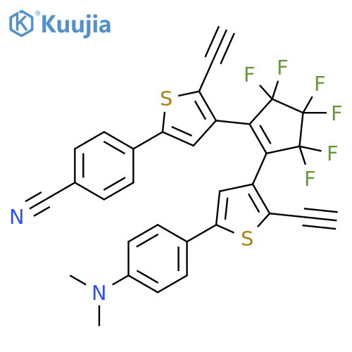 Benzonitrile, 4-[4-[2-[5-[4-(dimethylamino)phenyl]-2-ethynyl-3-thienyl]-3,3,4,4,5,5-hexafluoro-1-cyclopenten-1-yl]-5-ethynyl-2-thienyl]- structure