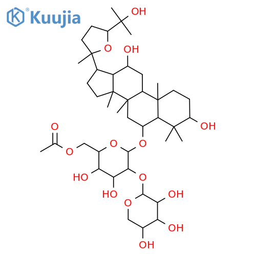 β-D-Glucopyranoside, (3β,6α,12β,24S)-20,24-epoxy-3,12,25-trihydroxydammaran-6-yl 2-O-β-D-xylopyranosyl-, 6-acetate structure