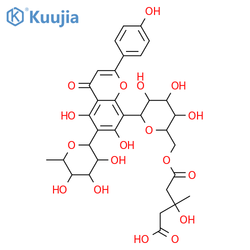 4H-1-Benzopyran-4-one, 8-[6-O-(4-carboxy-3-hydroxy-3-methyl-1-oxobutyl)-β-D-glucopyranosyl]-6-(6-deoxy-α-L-mannopyranosyl)-5,7-dihydroxy-2-(4-hydroxyphenyl)- structure