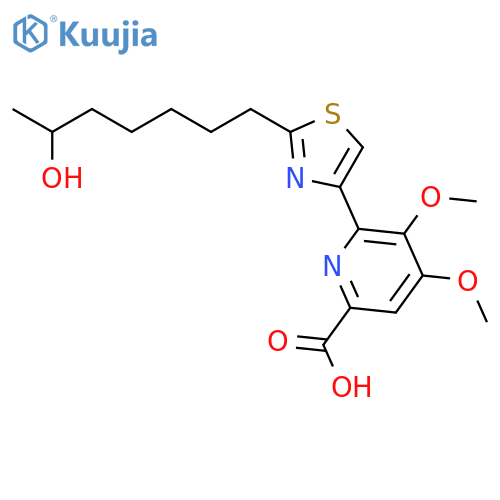 6-[2-(6-Hydroxy-heptyl)-thiazol-4-yl]-4,5-dimethoxy-pyridine-2-carboxylic acid structure