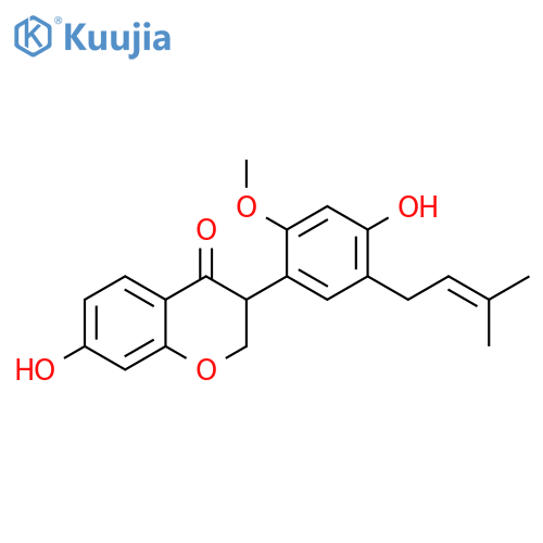 4H-1-Benzopyran-4-one, 2,3-dihydro-7-hydroxy-3-[4-hydroxy-2-methoxy-5-(3-methyl-2-butenyl)phenyl]- (9CI) structure