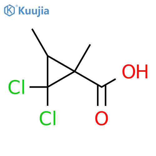 2,2-Dichloro-1,3-dimethylcyclopropane-1-carboxylic acid structure