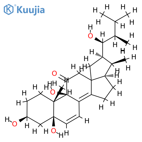 (3beta,5beta,9beta,13xi,22R,23S)-3,5,9,23-tetrahydroxy-18,22-cycloergosta-6,8(14)-dien-11-one structure