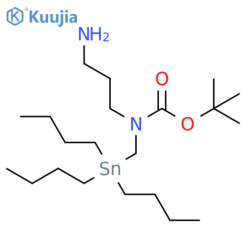 tert-butyl N-(3-aminopropyl)-N-(tributylstannyl)methylcarbamate structure
