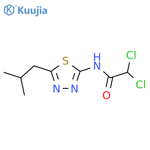 2,2-dichloro-N-[5-(2-methylpropyl)-1,3,4-thiadiazol-2-yl]acetamide structure