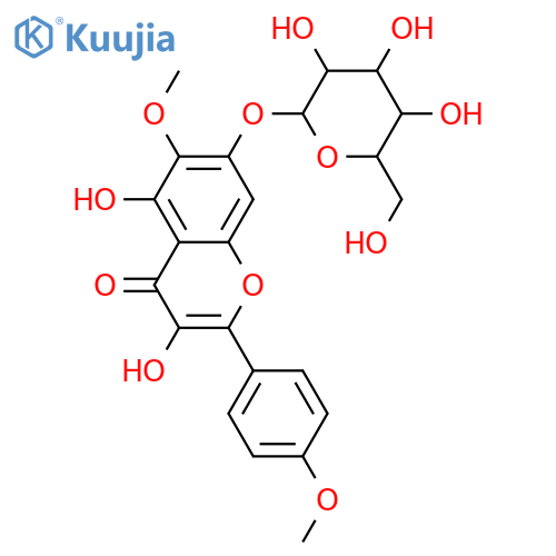 4H-1-Benzopyran-4-one,7-(b-D-glucopyranosyloxy)-3,5-dihydroxy-6-methoxy-2-(4-methoxyphenyl)- structure