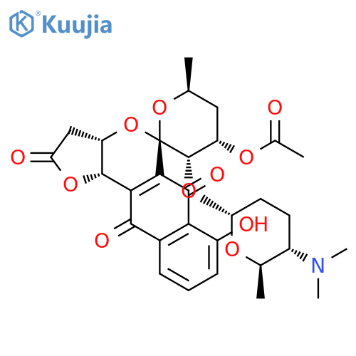 Spiro[5H-furo[3,2-b]naphtho[2,3-d]pyran-5,2'-[2H]pyran]-2,6,11(3H)-trione,4'-(acetyloxy)-3'-[[5-(dimethylamino)tetrahydro-6-methyl-2H-pyran-2-yl]oxy]-3',3a,4',5',6',11b-hexahydro-7-hydroxy-6'-methyl-,[2'R-[2'a(3aR*,11bR*),3'a(2R*,5S*,6R*),4'a,6'b]]- (9CI) structure