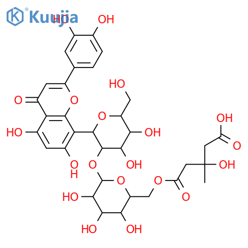 8-C-β-D-Glucopyranosyl-3',4',5,7-tetrahydroxyflavone; 2''-O-[3S-Hydroxy-3-methylglutaroyl-(→6)-β-D-galactopyranosyl] structure