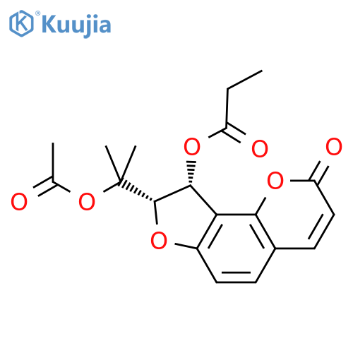2H-Furo[2,3-h]-1-benzopyran-2-one,8-[1-(acetyloxy)-1-methylethyl]-8,9-dihydro-9-(1-oxopropoxy)-, (8S,9R)- structure