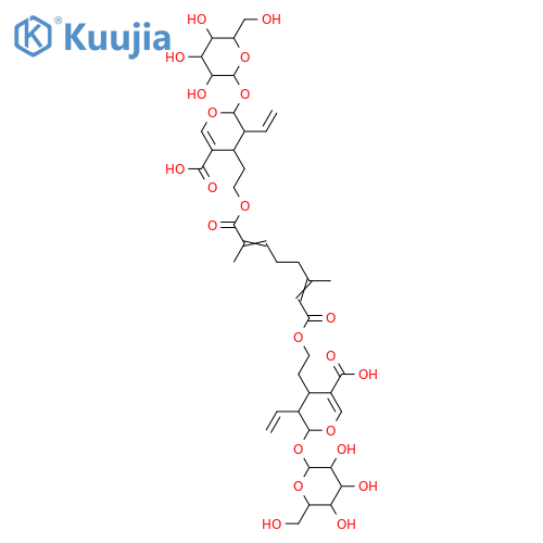 2,6-Octadienedioic acid, 2,6-dimethyl-, bis[2-[(2S,3R,4S)-5-carboxy-3-ethenyl-2-(β-D-glucopyranosyloxy)-3,4-dihydro-2H-pyran-4-yl]ethyl] ester, (2E,6E)- (9CI) structure