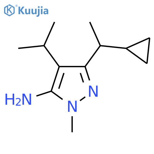 3-(1-cyclopropylethyl)-1-methyl-4-(propan-2-yl)-1H-pyrazol-5-amine structure