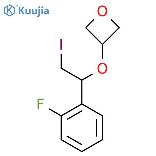 3-1-(2-fluorophenyl)-2-iodoethoxyoxetane structure