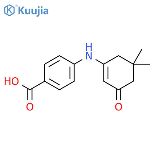 4-[(5,5-dimethyl-3-oxocyclohex-1-en-1-yl)amino]benzoic acid structure