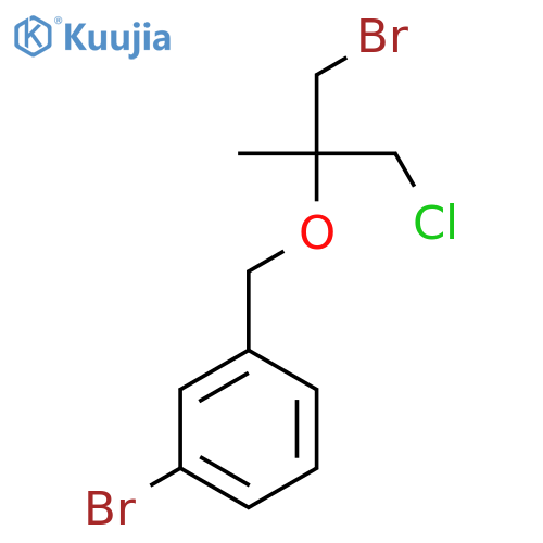 1-bromo-3-{(1-bromo-3-chloro-2-methylpropan-2-yl)oxymethyl}benzene structure