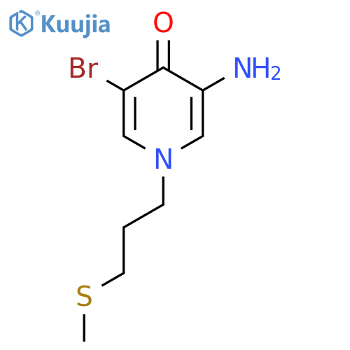 3-amino-5-bromo-1-3-(methylsulfanyl)propyl-1,4-dihydropyridin-4-one structure