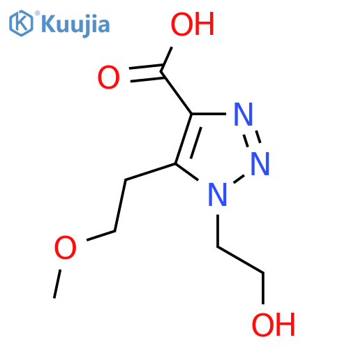 1-(2-hydroxyethyl)-5-(2-methoxyethyl)-1H-1,2,3-triazole-4-carboxylic acid structure