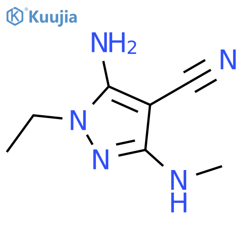 5-amino-1-ethyl-3-(methylamino)-1H-pyrazole-4-carbonitrile structure