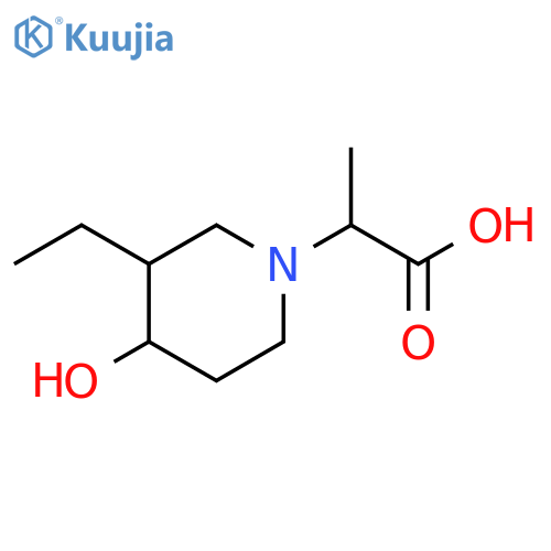 2-(3-ethyl-4-hydroxypiperidin-1-yl)propanoic acid structure